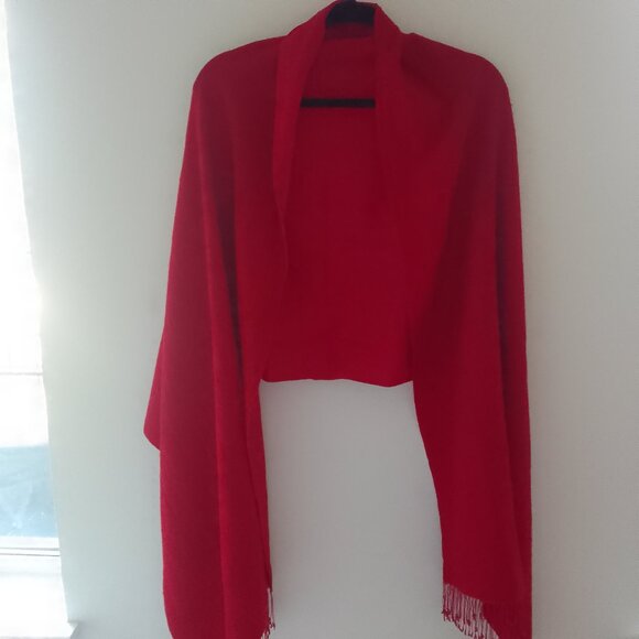Accessories - Luxurious cashmere/silk/merino red wool wrap/scarf.